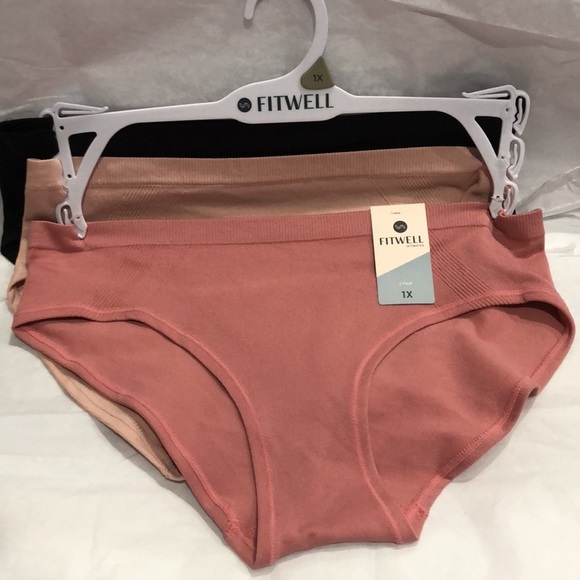 Fitwell Intimates 3pack stretch ribbed black nude mauve pink‎ underwear size 1X - Picture 8 of 12